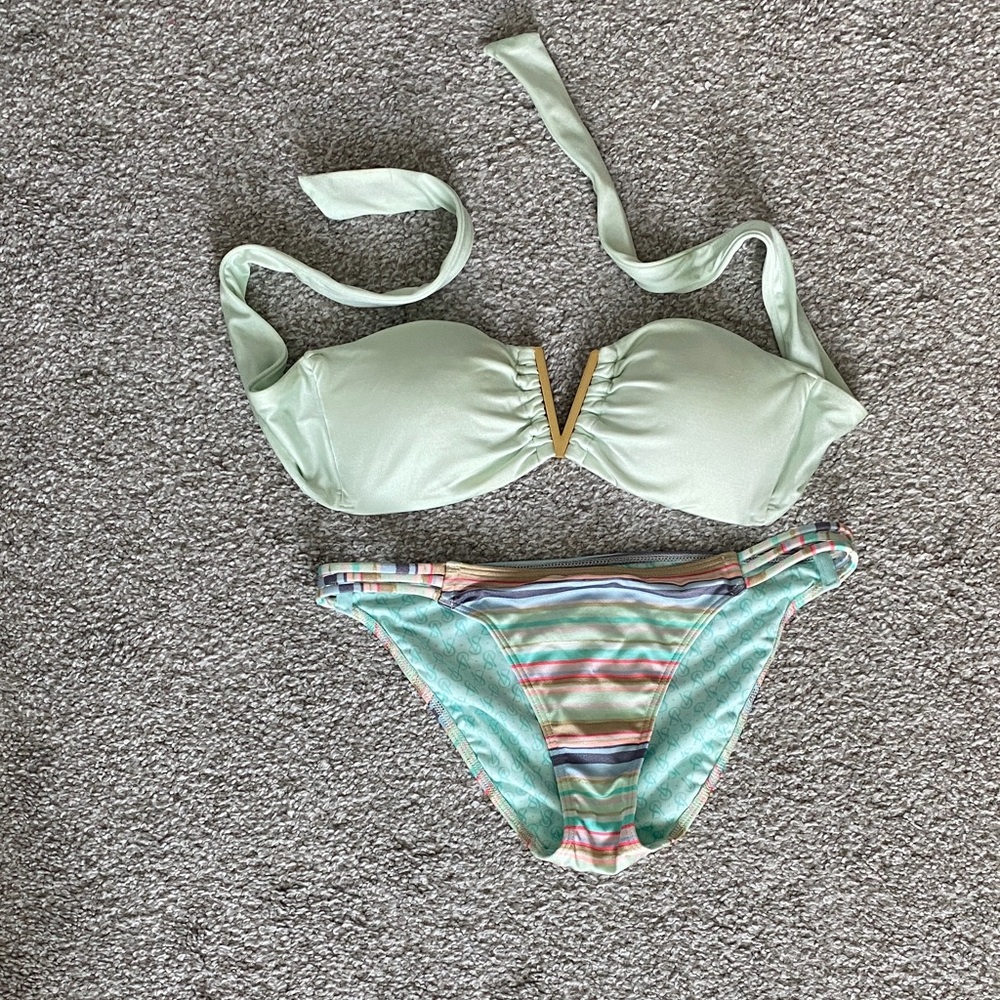 Victoria's Secret Mint Green and Multicolor Bikini